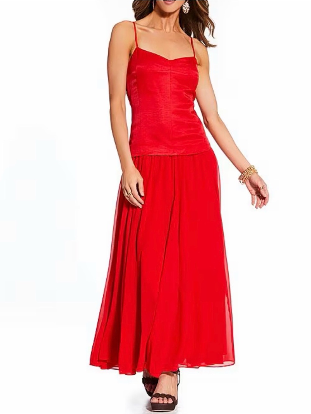 Formal Long Drop Waist Red Dress
